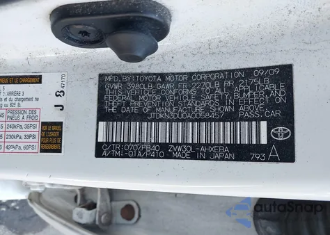 2010 Toyota Prius Iii z USA, uszkodzony, nr VIN JTDKN3DU0A0058457